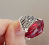 Earrings Silver 925 Red stone Marcasite