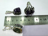 Silver 925 Earrings Ring amethyst drusy