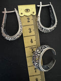 Set Ring Earrings floral Silver 925