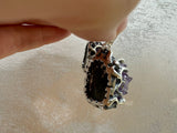 Silver 925 Earrings Ring amethyst drusy