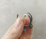 Set Ring hoop earrings turquoise Silver 925