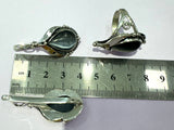 Silver 925 Earrings Ring gray tiger eye