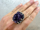 Silver 925 Earrings Ring amethyst drusy