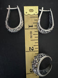 Set Ring Earrings floral Silver 925