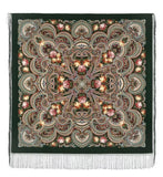 Scarf 53'' square 100% merino wool Russian shawl Green brown 1799