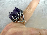 Silver 925 Earrings Ring amethyst drusy