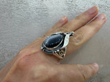 Silver 925 Earrings Ring gray tiger eye