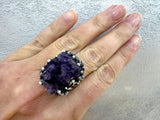 Silver 925 Earrings Ring amethyst drusy