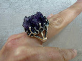 Silver 925 Earrings Ring amethyst drusy