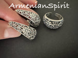 Set Ring Earrings floral Silver 925
