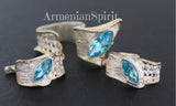 Gold silver 925 Earrings eyes and unusual ring size 9 for middle finger