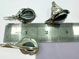 Silver 925 Earrings Ring gray tiger eye