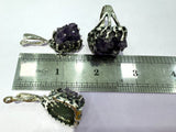 Silver 925 Earrings Ring amethyst drusy