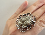 Ring silver 925 Natural druse pyrite
