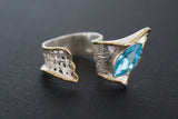Gold silver 925 Earrings eyes and unusual ring size 9 for middle finger