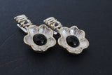 Flower Onyx ring black Sterling SILVER 925 gold plated