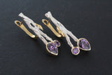Jewelry set Gold and silver 925 Purple zircons Herbal ornament
