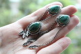 Set Ring Earrings Silver 925 Green Malachite