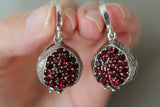 Pomegranate pendant Sterling SILVER 925 red zircon