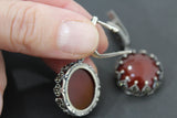 Natural carnelian gemstone Earrings Silver 925 Marcasite