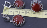 Natural carnelian gemstone Earrings Silver 925 Marcasite