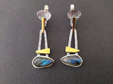 Earrings sterling silver 925 gold plated details amethyst gemstone