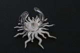 Silver sun ring 925 with long rays black silver Handmade