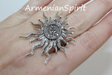 Silver sun set 925 Earrings English lock and ring black silver