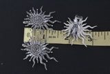 Silver sun ring 925 with long rays black silver Handmade