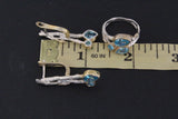 Jewelry set Gold and silver 925 Blue zircons Herbal ornament