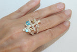 Ring Blue zircon jewelry Sterling SILVER 925 with gold plated details