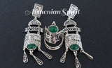 Extra long Earrings Silver 925 natural jade