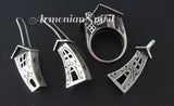 House hooked earrings ring and pendant Sterling silver 925