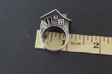 House hooked earrings ring and pendant Sterling silver 925