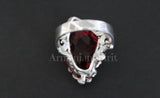 Red topaz earrings long Marcasite Silver 925