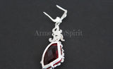 Red ring earrings triangle Marcasite Silver 925