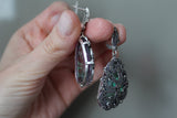 Jewelry set ring earrings SILVER 925 nacreous green lab quartz