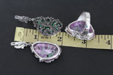Jewelry set ring earrings SILVER 925 nacreous green lab quartz