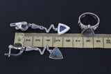 Long Earrings ring Set labradorite blue gem Silver 925 gold plated