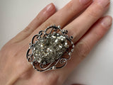 Ring silver 925 Natural druse pyrite
