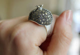 Garnet Ring Marcasite Pomegranate Dome STERLING SILVER 925