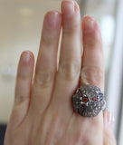 Garnet Ring Marcasite Pomegranate Dome STERLING SILVER 925