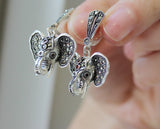 Elephant pendant necklace Silver 925 Marcasite Indian style Elephants