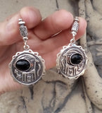 Silver earrings black ethnic Jewelry with goat Gifts for woman