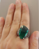 Green jewelry SET earrings ring Marcasite STERLING SILVER 925