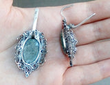 Green agate earrings Silver 925 Vintage style Armenian handmade