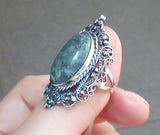 Green agate earrings Silver 925 Vintage style Armenian handmade
