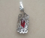 Marcasite earrings Long red lab topaz STERLING silver 925