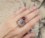 Garnet Very long Earrings Boho jewelry red Sterling silver 925