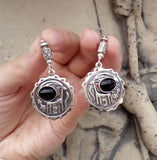 Silver earrings black ethnic Jewelry with goat Gifts for woman